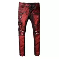 balmain jeans slim nouveaux styles patch rouge